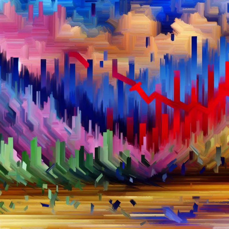 Abstract expressionistisch kunstwerk dat het concept 'afnemen' uitbeeldt met vervagende kleuren, neerwaartse beweging en desintegrerende vormen