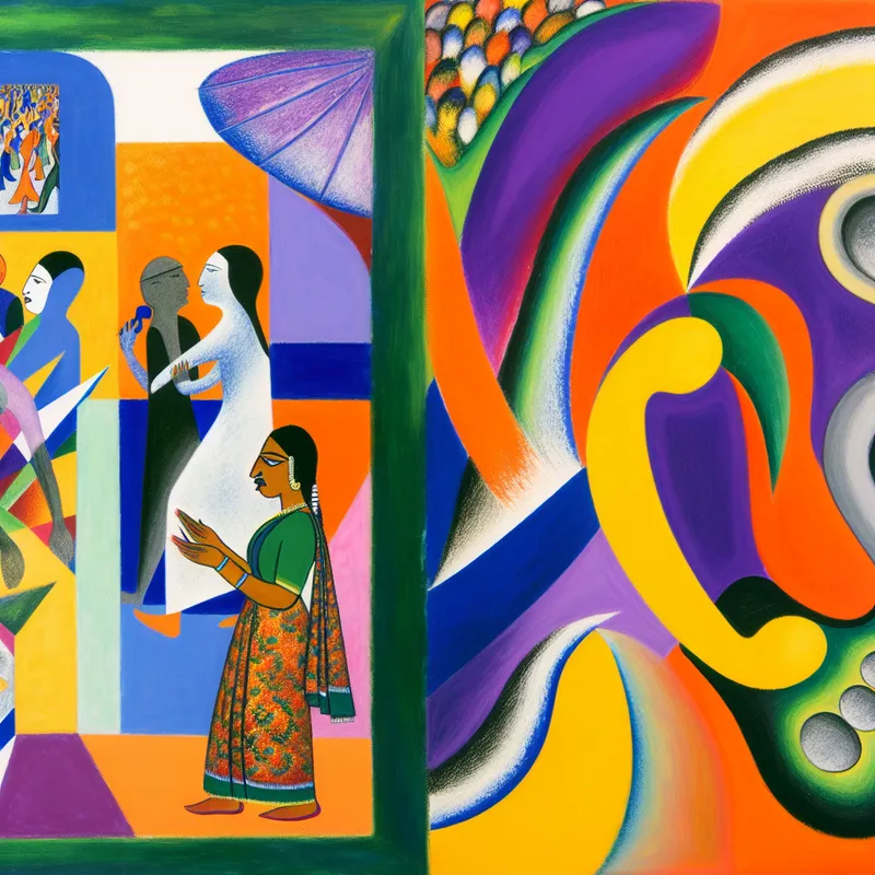 Abstracte afbeelding van tijdcontrast: een persoon die haastig een kleurrijk formulier invult en een telefoon met felle kenmerken, symboliserend verloren momenten.