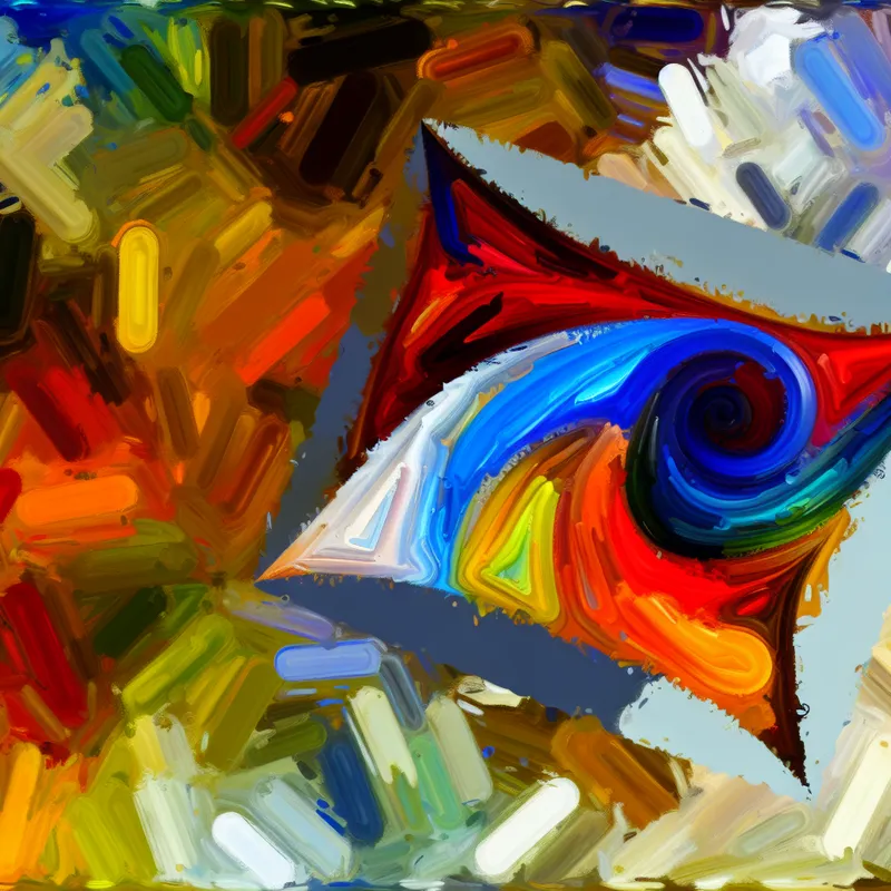 Abstracte compositie geïnspireerd door Willem de Kooning met een open kleurvolle envelop en abstracte penseelstreken die een brief voorstellen.