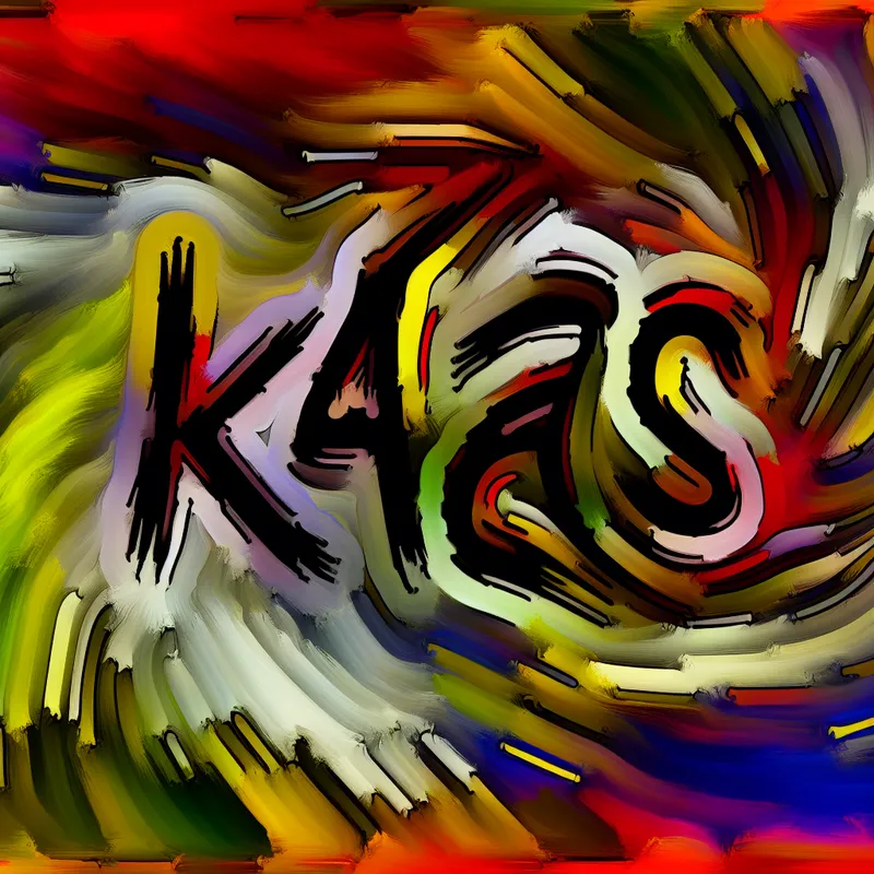 Abstracte expressie van nadruk in taal met het woord 'KAAS' in levendige kleuren