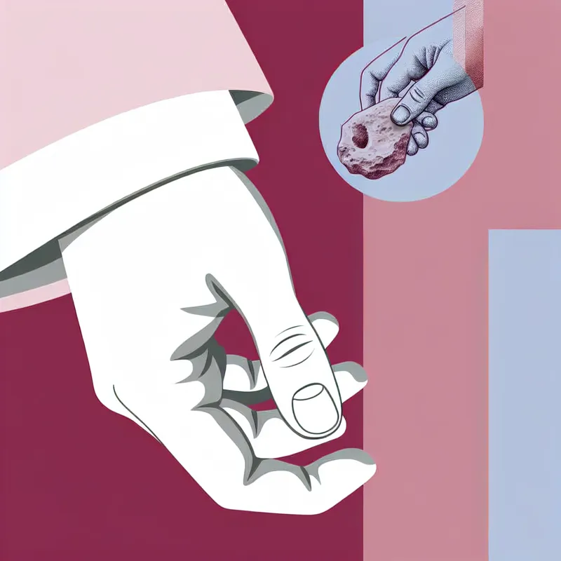 Minimalistische illustratie van een blote voet waarbij de bal van de voet zachtjes gemasseerd wordt voor verlichting na het lopen