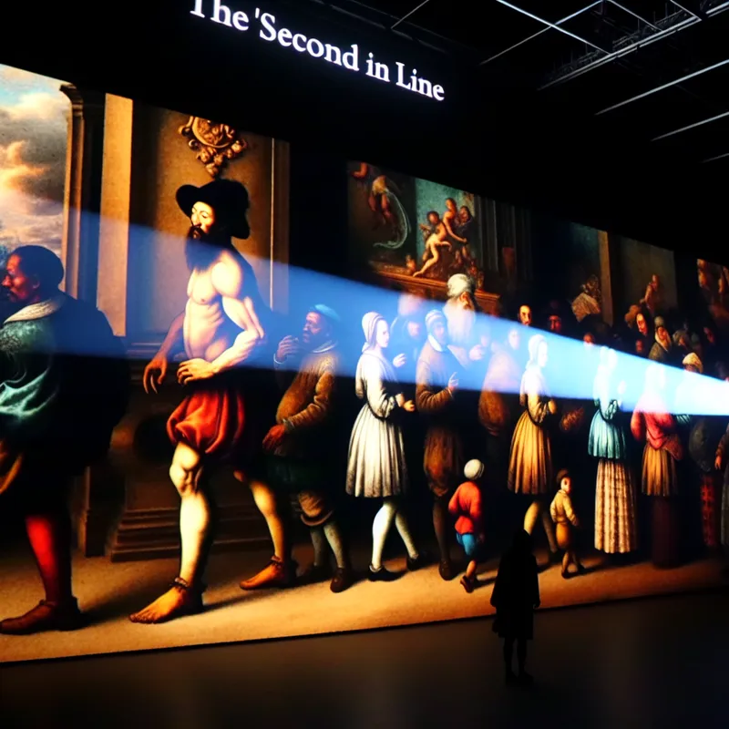 Barok tafereel van mensenrij met nadruk op de tweede persoon