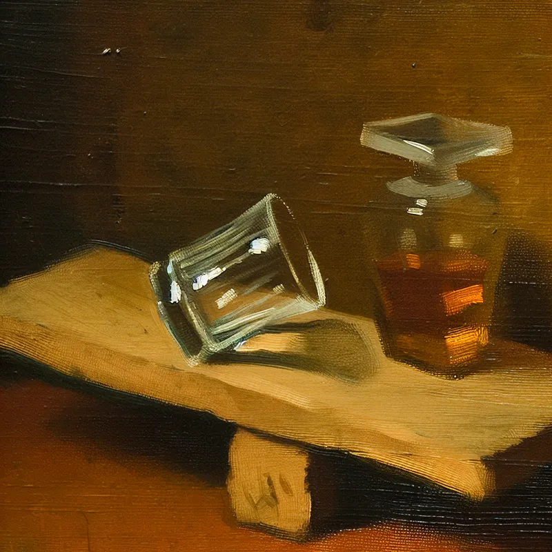 Glas op de rand van een houten tafel, bijna vallend, ter illustratie van het woord 'boord' als horizontale plank of rand van meubels