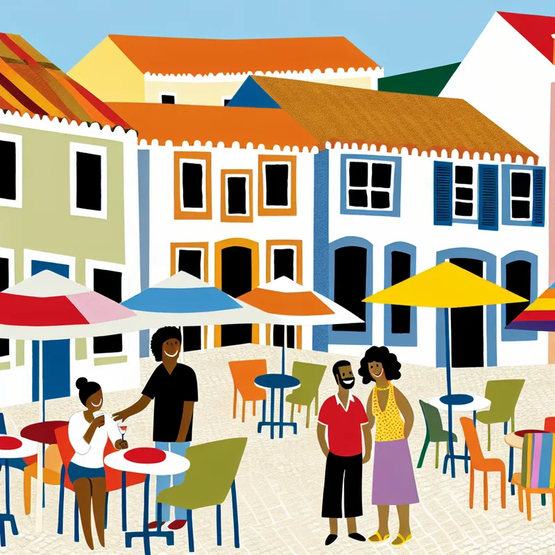 Charmante kleine stadsplein met kleurrijke terrassen en cafés