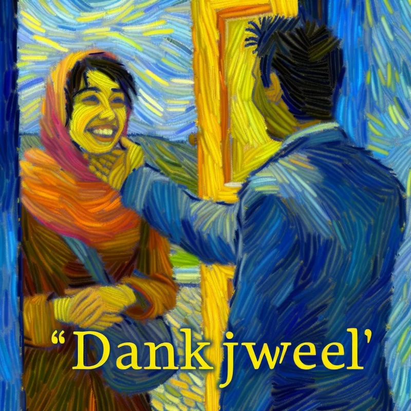 Vrouw bij deuropening zegt 'dankjewel' terwijl man deur openhoudt