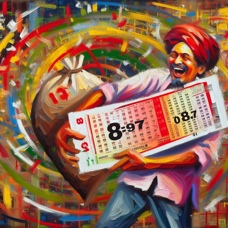 Abstracte schilderij in Willem de Kooning-stijl met een man die een enorm lot vasthoudt.