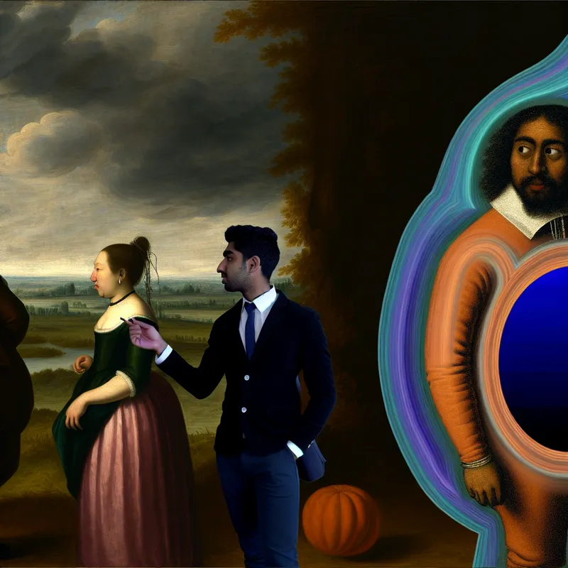 Drie mensen in een landschap, waarvan één autoriteit bevestigt