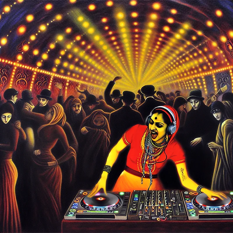 Een levendige discotheek vol mensen die energiek dansen onder felgekleurde lichten.