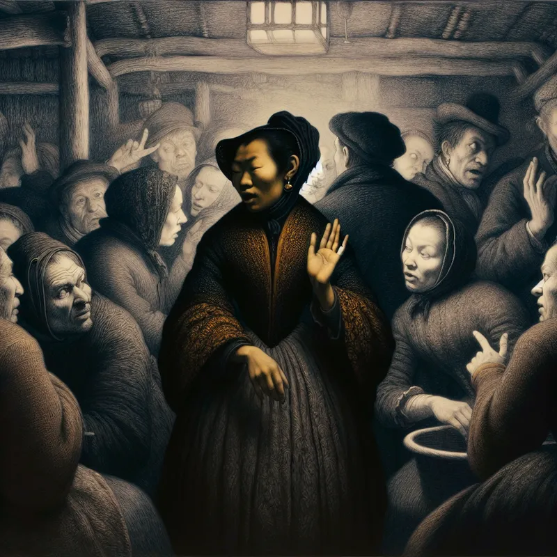 Een drukke kamer met mensen die in gesprek zijn; iemand steekt zijn hand op om door te vragen.