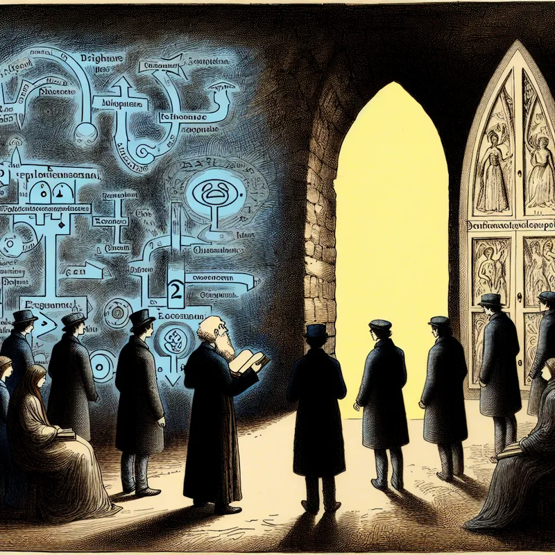 Mentor begeleidt diverse groep trainees door een ingewikkeld trainingshandboek naar een vereenvoudigd proces.