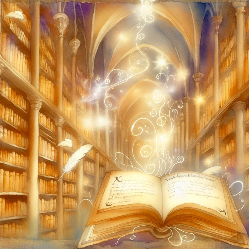 Grote oude bibliotheek met stralende boeken en een open boek getiteld 'Vrijheid van Meningsuiting' in een eerbiedwaardige sfeer, geïnspireerd op Anton Pieck