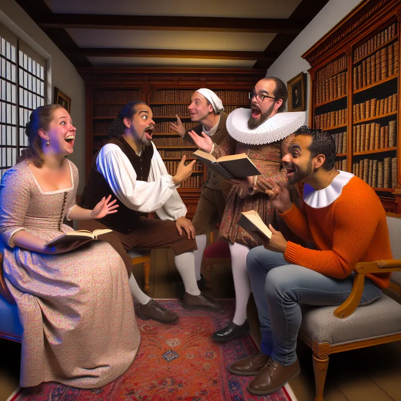 Groep diverse mensen in een gezellige leesruimte, die enthousiast het eerste hoofdstuk van een boek bespreken.