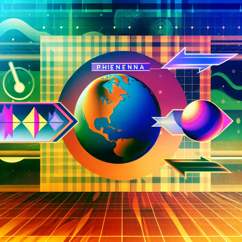 Illustratie van natuurkundige fenomenen met aardbol, gravity-pijlen, en kleurrijke weersymbolen.