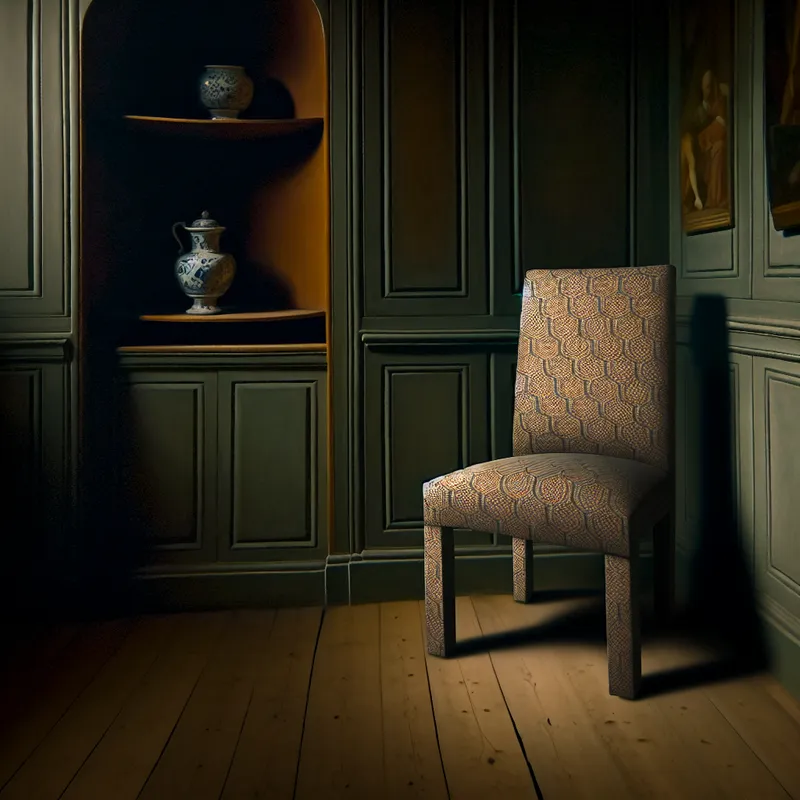 Elegante kamer met nieuw gestoffeerde stoel in Gerard ter Borch-stijl