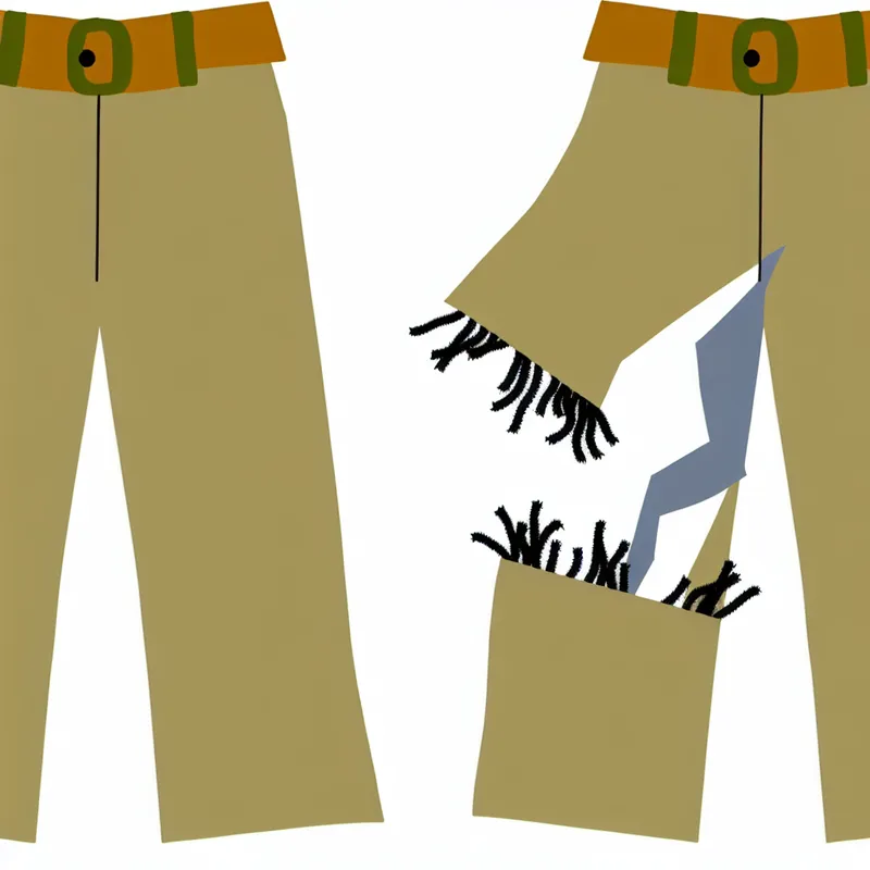 Minimalistische illustratie van een broek met een gescheurde broekspijp, in de stijl van Dick Bruna