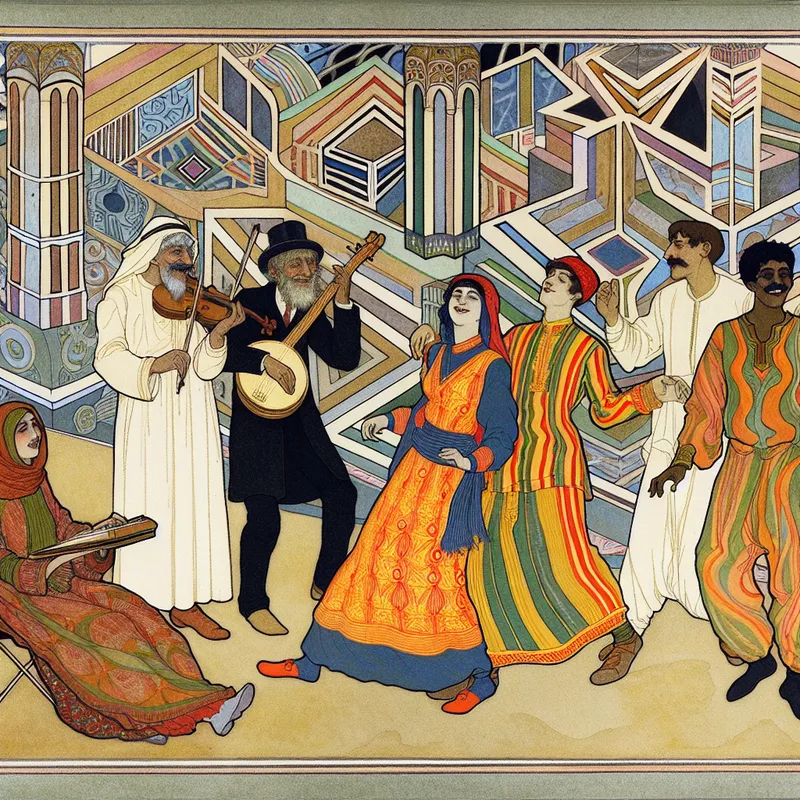 Een diverse groep mensen, van verschillende leeftijden en achtergronden, viert samen een nationale festiviteit met traditionele activiteiten zoals parades, muziek en dans.