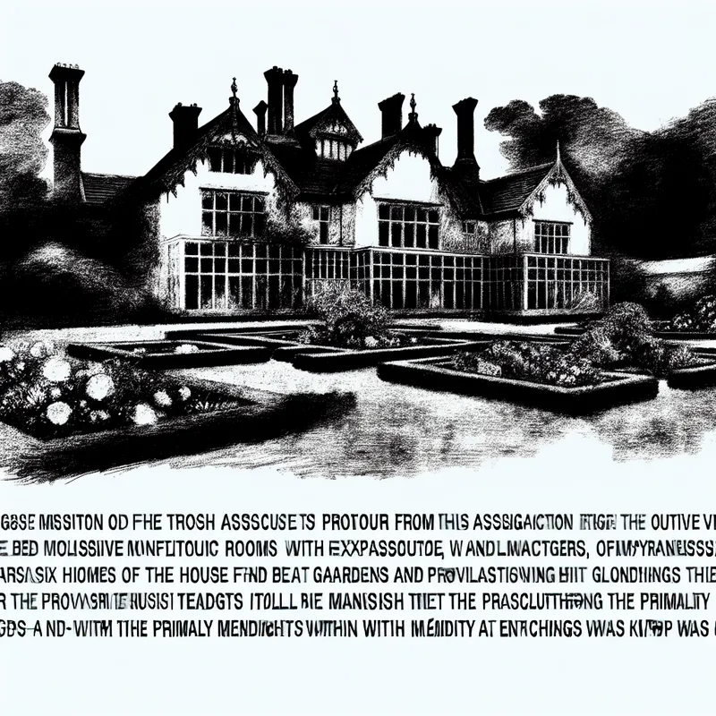 Groot landhuis met weelderige tuin in de stijl van Félicien Rops