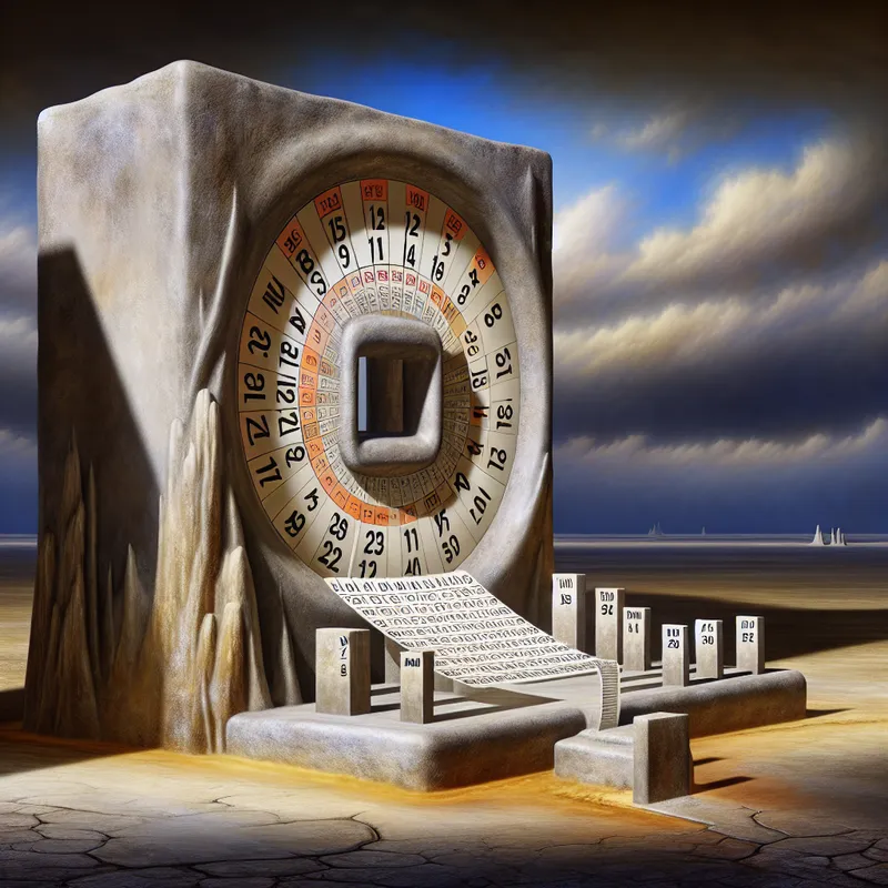 Hyperrealistisch scene met een kalenderstructuur van zeven dagen