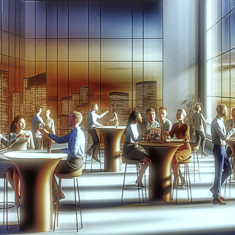 Informele kantoorborrel met collega's op vrijdagavond in Carel Willink stijl