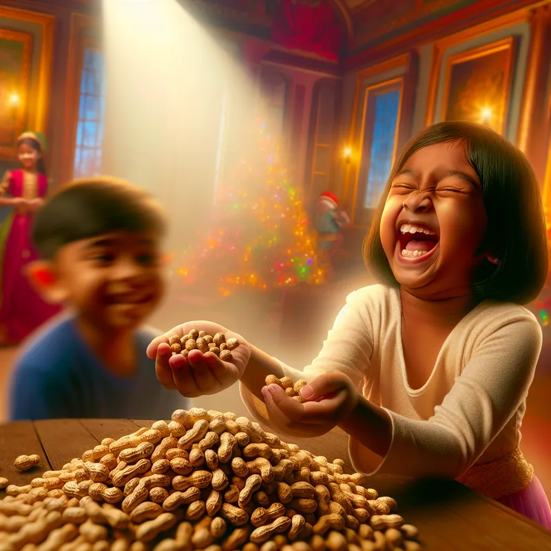 Kind vreugdevol met schattige pindaatjes in een zonnige kamer