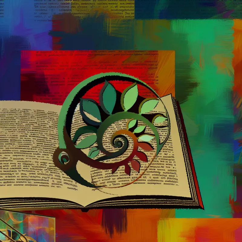 Abstracte scène geïnspireerd door Karel Appel, met kleurrijk document en klok als symbool voor verwijzingen