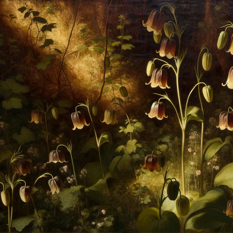 Dichtbijopname van klokjesbloemen in een weelderige natuurlijke omgeving met zachte zonnestralen