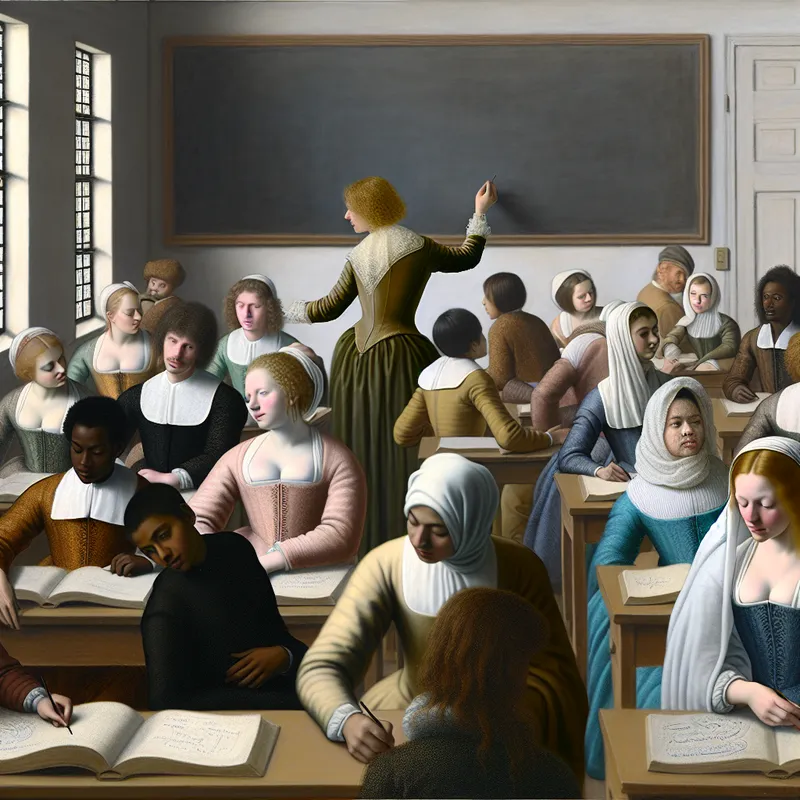 Een lerares scheidt studenten in groepen in een elegant ingerichte klaslokaal