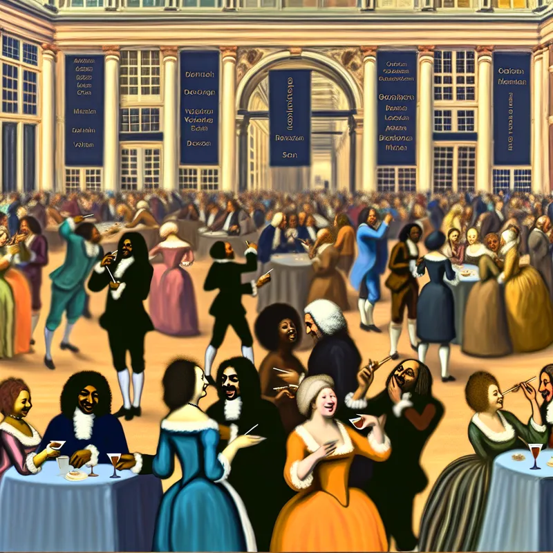 Een levendige netwerkevenement met diverse groepen mensen die in gesprek zijn, zakelijke kaarten uitwisselend