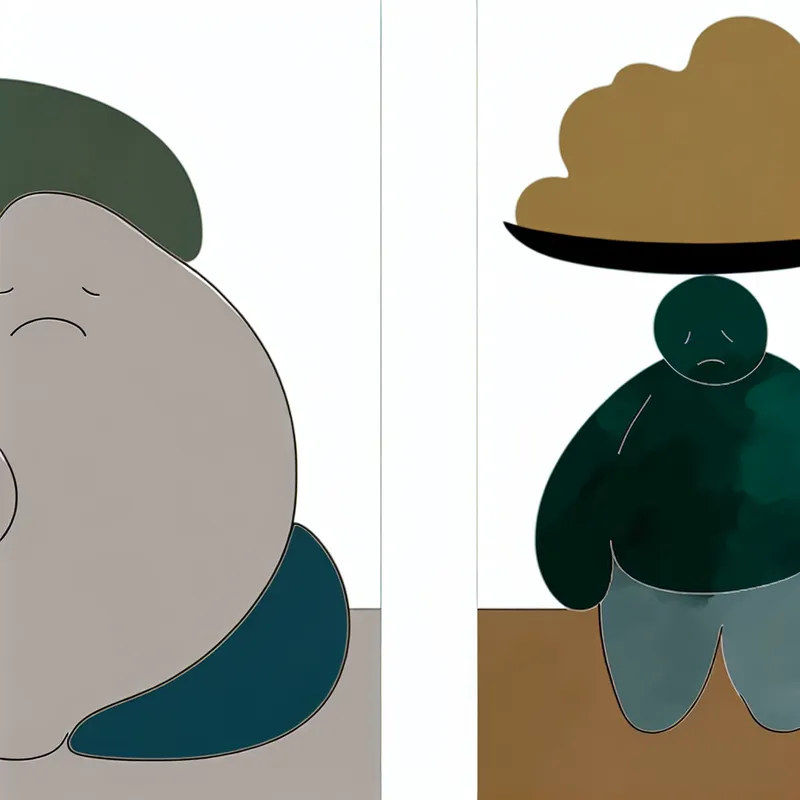 Minimalistische illustratie van een zware maaltijd en emotionele last, symboliserend wat moeilijk te verteren of te verwerken is