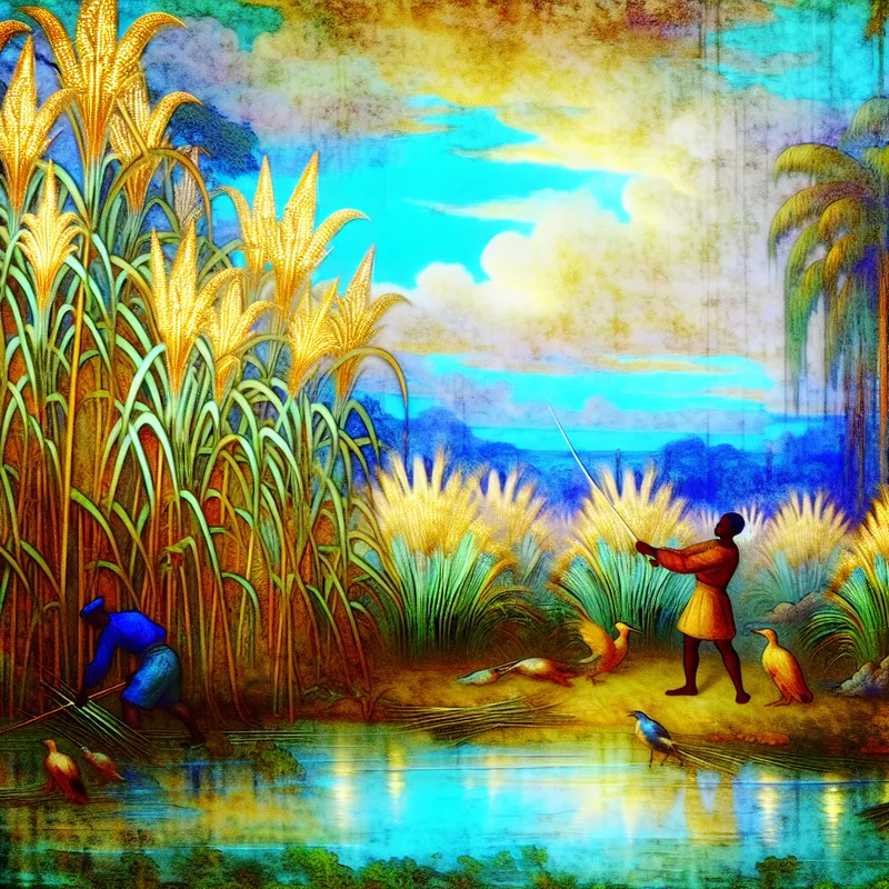 Een Moor in zijn natuurlijke habitat, omringd door hoge rietplanten en glinsterend water