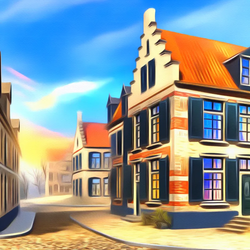 Pittoreske straat met een nieuwe, prachtig ontworpen woning in een charmante stad