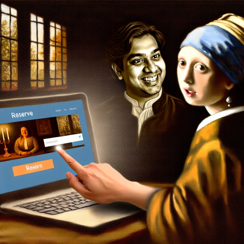 Koppel reserveert een hotelkamer online bij schemering