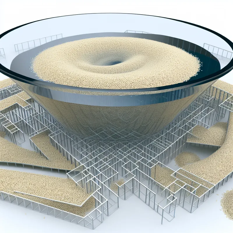 Geometrische surrealistische scène met optische illusie van rijst in kom