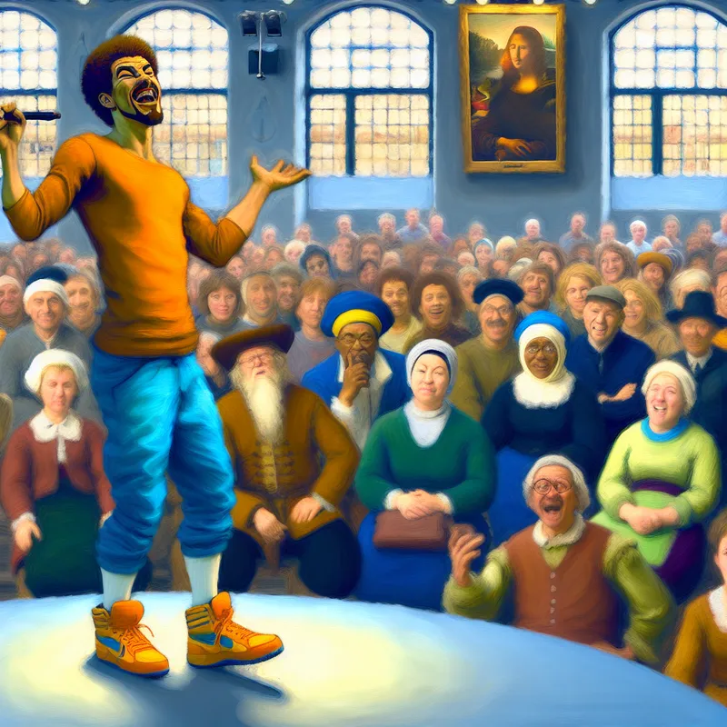 Charismatische man spreekt tot menigte in gemeenschapscentrum