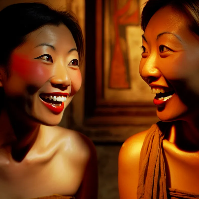 Portret van een blije jonge vrouw met een charmante blos, in een levendig gesprek.