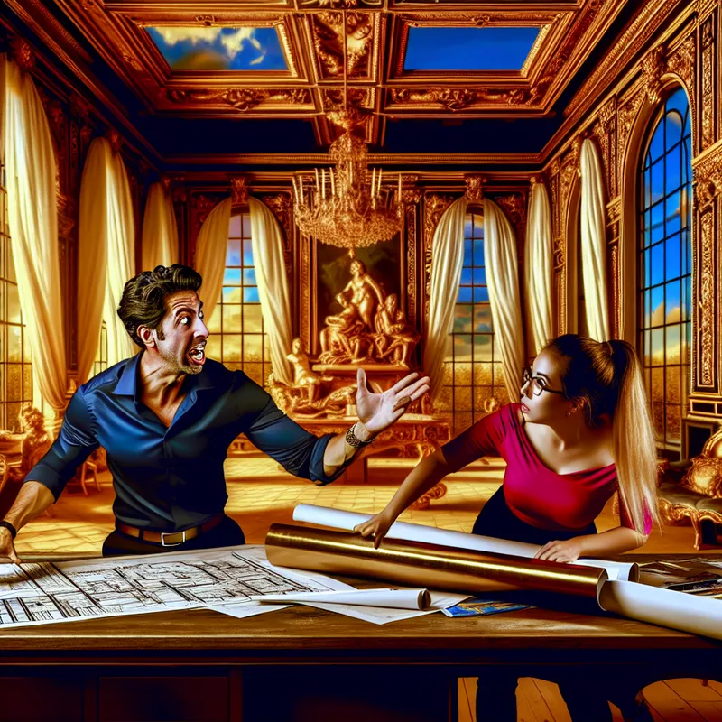 Professionele samenwerking in een luxe kantoor met twee partners die actief discussiëren over plannen.