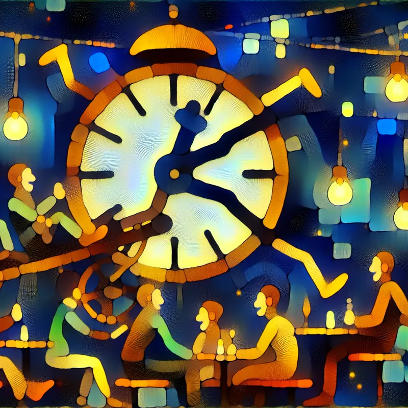 Cartoon van klok met benen die snel vooruitsnelt