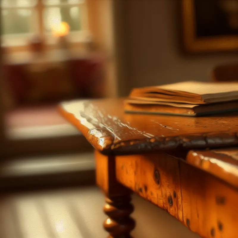 Oude houten tafel met studieboeken in warme keuken