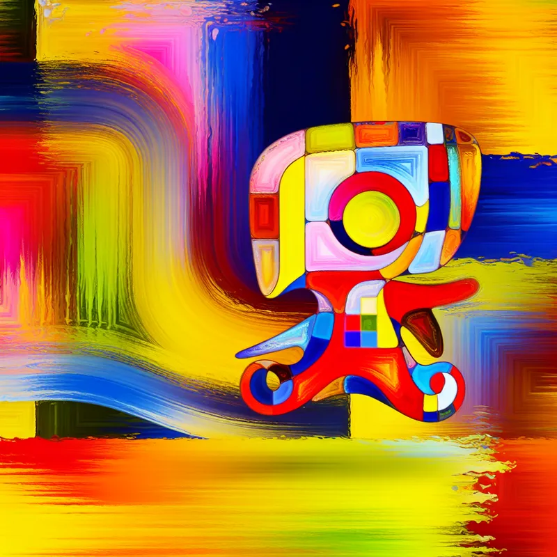 Speelse, kinderlijke representatie van een schattig klein clublid in abstracte stijl