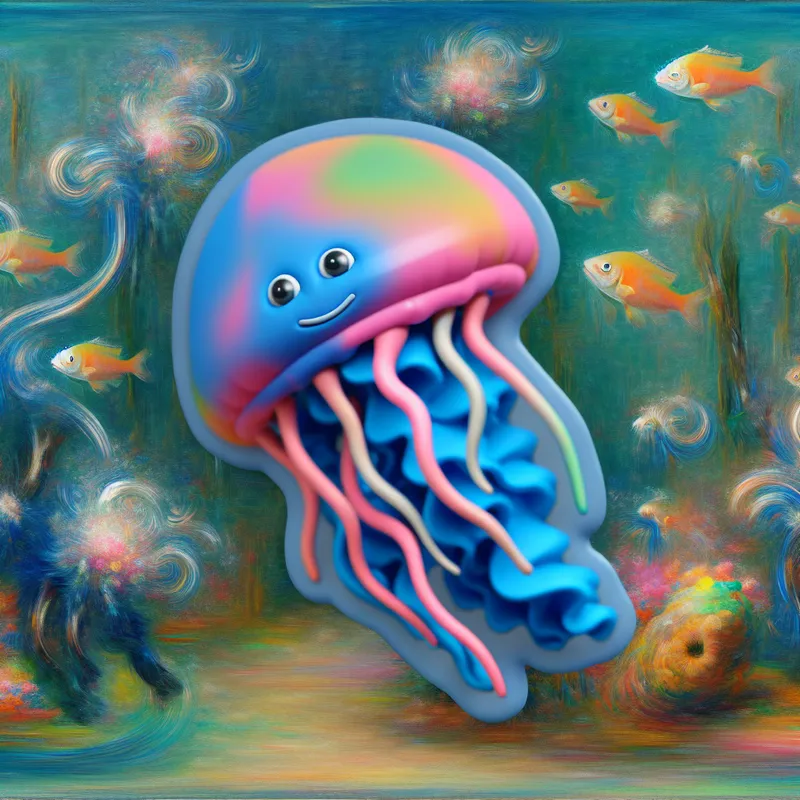 Schattige kwal speelgoed in een kleurrijk aquarium