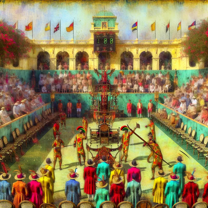 Spannende finale van een competitief spel met twee teams in een levendige buitenarena