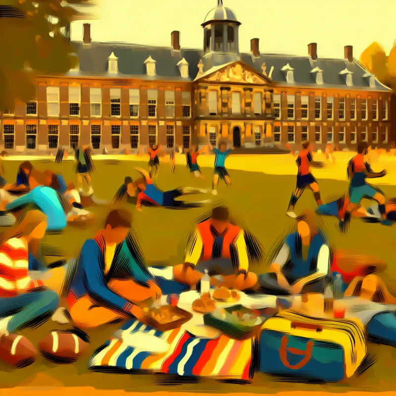 Vibrant sports week event met studenten van diverse achtergronden die genieten van verschillende activiteiten in een college setting.