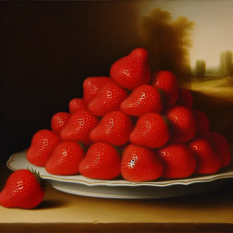 Een mooi stilleven van een luxueuze boeket van rijpe aardbeien op een delicate porseleinen schotel