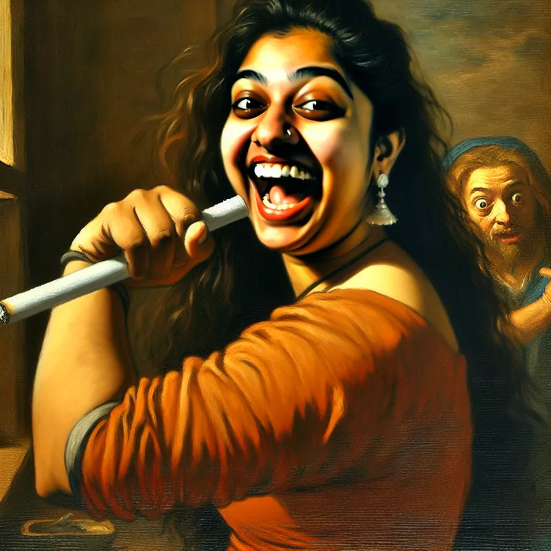 Triumfantelijke persoon breekt een sigaret doormidden, symboliserend het overwinnen van een slechte gewoonte en persoonlijk succes