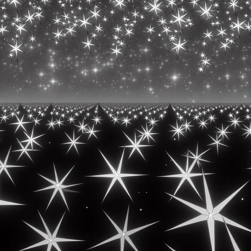 Surrealistische nachtelijke hemel met oneindig patroon van geometrische sterren