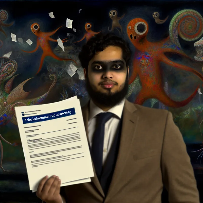 Surrealistische scène in Bosch-stijl met persoon en arbeidsongeschiktheidsverzekering