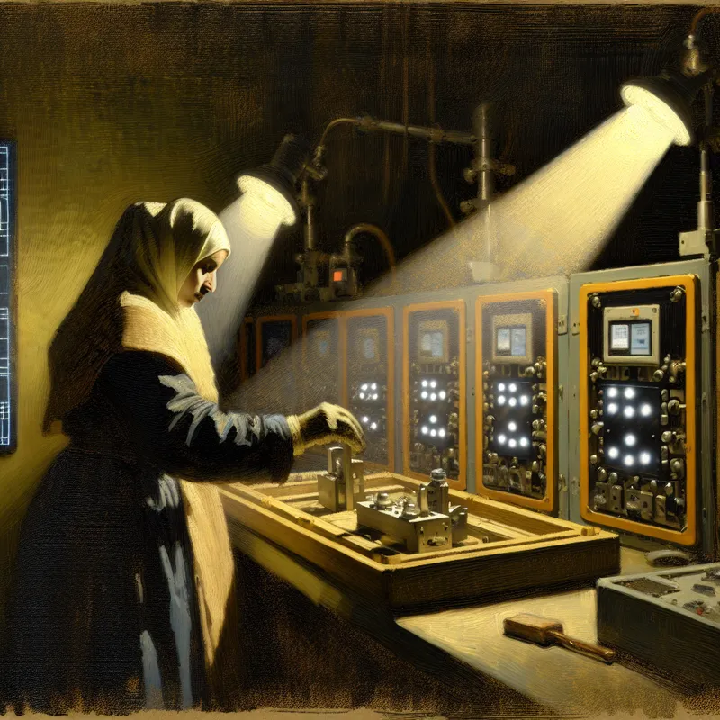 Technicus in laboratorium druk bezig met het testen van een complex apparaat