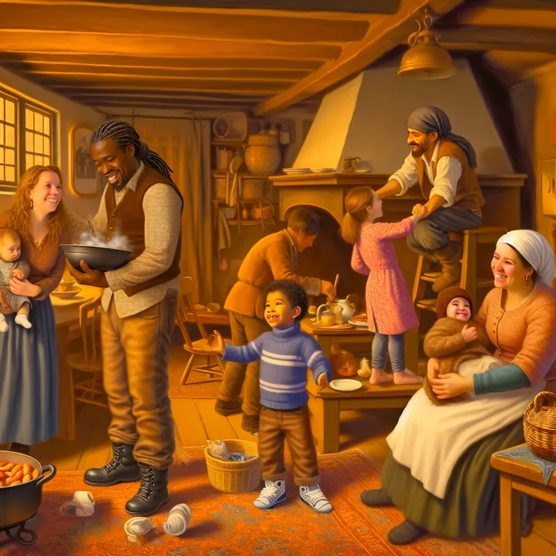 Uitwisselingsstudent helpt een warm Nederlands gastgezin met dagelijkse activiteiten in een gezellige woonkamer