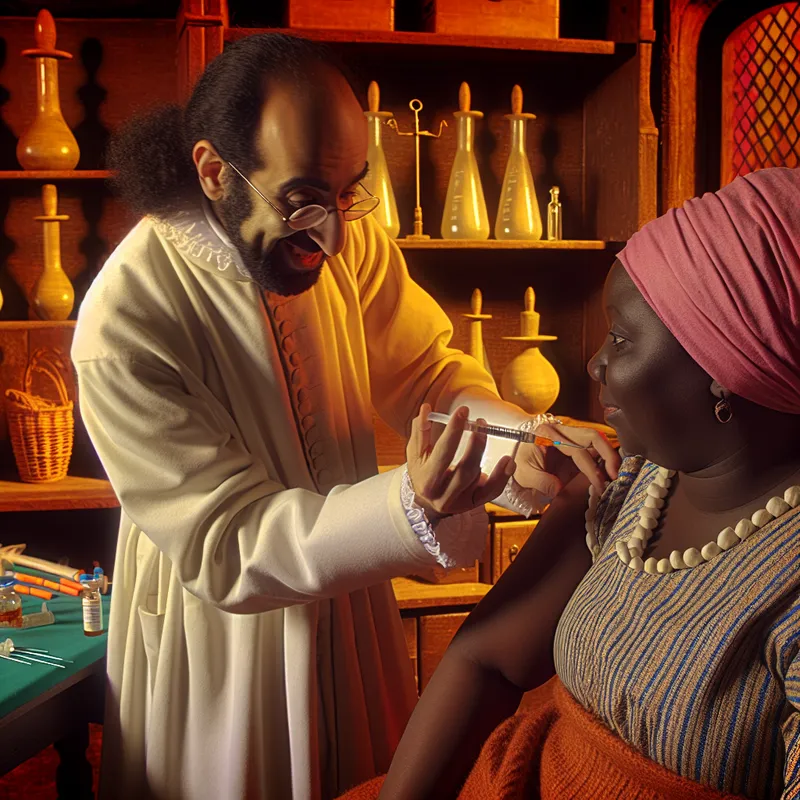 Dokter geeft vaccin aan patiënt met spuit in een warm verlichte dokterspraktijk