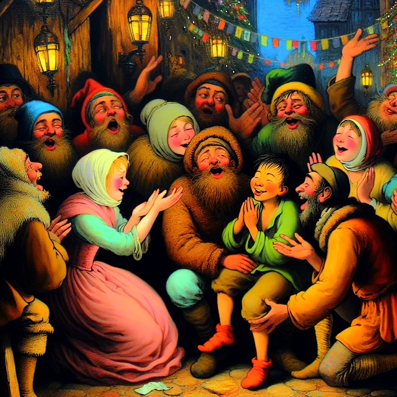 Een vrolijke ceremonie met een groep mensen die een jonge persoon aanmoedigen en hun wensen voor de toekomst uitspreken